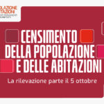 L'immagine ha uno sfondo rosso scuro e riporta in alto a sinistra il logo ufficiale dell'iniziativa con la scritta "Popolazione e Abitazioni - Censimenti Permanenti. L'Italia a tu per tutti". Al centro, in grande evidenza con caratteri bianchi, è presente la dicitura: "Censimento della popolazione e delle abitazioni". In basso al centro è indicato lo slogan informativo: "La rilevazione parte il 5 ottobre". In basso a destra è visibile il logo celebrativo del centenario dell'Istat (1926-2026) affiancato dalla dicitura "Istat". L'immagine funge da copertina per la notizia pubblicata sul sito, che contiene tutti i dettagli operativi e le modalità di partecipazione dei cittadini.